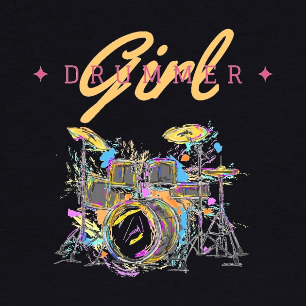 Drummer Girl drum set percussion by Musician Gifts